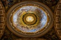 Inside one of the domes of the Vatican. This Is looking straight up into a dome painted as if you are looking up into heaven with