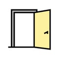 inside opened door color icon illustration