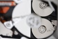 Inside Opened Hard Disk Drive (hdd) Royalty Free Stock Photo