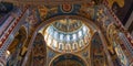 Inside in the orthodox Holy Trinity cathedral from city Arad, Romania. Royalty Free Stock Photo