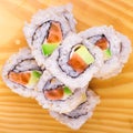 Inside out sushi roll with salmon and avocado Royalty Free Stock Photo