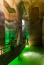 Inside Palombaro Lungo, the huge underground water system dug cistern of Matera Royalty Free Stock Photo