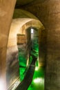 Inside Palombaro Lungo, the huge underground water system dug cistern of Matera Royalty Free Stock Photo