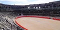 Inside panorama of Arena of Nimes amphitheatre interior in south France Royalty Free Stock Photo