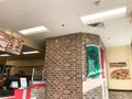 Inside a Papa John`s American pizza restaurant chain in Texas, America Royalty Free Stock Photo