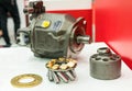 Inside part piston and slipper of high pressure hydraulic pump for industrial on table Royalty Free Stock Photo