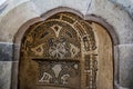 Inside of Pena Palace in Sintra, Lisbon district, Portugal. In the courtyard. Wall decoration design.