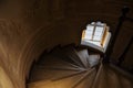 Inside of Pena Palace in Sintra, Lisbon district, Portugal. Spiral staircase .
