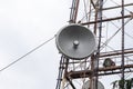 Inside perspective of a tall communications tower Royalty Free Stock Photo