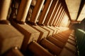 Close-up view of hammers and strings inside the upright piano Royalty Free Stock Photo