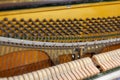 The inside of the piano is without a lid. Strings, hammers and parts Royalty Free Stock Photo