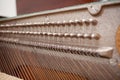 The inside of the piano is without a lid. Strings, hammers and parts Royalty Free Stock Photo