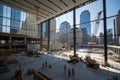 Inside place for tall buildings under construction Royalty Free Stock Photo