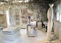 Inside portion of the studio of the world-renowned limestone artist, Renzo Buttazzo
