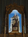 Maria sculpture inside City church Igreja Matriz da Fuseta at the algarve coast of Portugal