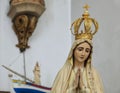 Maria sculpture inside City church Igreja Matriz da Fuseta at the algarve coast of Portugal
