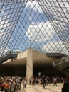 Inside of the Pyramid of Louvre Paris France Royalty Free Stock Photo