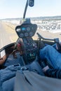 Inside a R44 cockpit