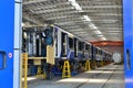 Inside of the rail car assembly plant. Industrial workshop for the production of European high speed trains