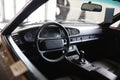 The black steering wheel in a Porsche 944 at Walt Grace in Miami.