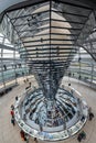 Inside Reichstag glass dome, Berlin parliament building, German Bundestag, spiral architectural detail Royalty Free Stock Photo