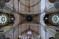 Inside the roof of church. low angle view of church architecture.