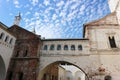 Inside the Rostov the Great kremlin under beautiful sky with small clouds Royalty Free Stock Photo