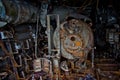 Inside rotten abandoned rusty Russian warship