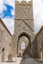 A view inside the ruins of Clare Abbey a Augustinian monastery just outside Ennis, County Clare, Ireland that sits alongside the