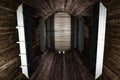 The inside of a rusted metal grain silo Royalty Free Stock Photo