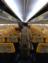 Inside of Ryanair airlines aircraft.