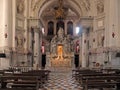 Inside Santa Maria della Salute, cathedral of Venice with sculptures and details