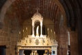 Inside of a Santuario de Santa Maria da Franqueira church with the sculpture of Mary and Christ