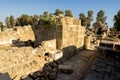 Inside of Saranta Kolones castle ruins in Paphos