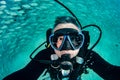 Inside sardine bait ball fish in cortez sea diving cabo pulmo