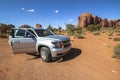 Inside the scenic Monument Valley with car