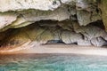 Inside sea cave in Zakynthos, Greece. Ionian sea. Xigia beach