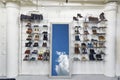 Inside shoe shop and mirror with