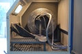 Inside Shot blasting machine. Machine for Shot blasting of objects. Industrial Royalty Free Stock Photo
