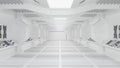 Inside spaceship or space station interior, Sci-Fi tunnel, corridor with empty space, 3D rendering Royalty Free Stock Photo