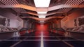 Inside spaceship or space station interior, Sci-Fi tunnel, corridor with empty space, 3D rendering Royalty Free Stock Photo