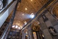 Inside the St Peter`s Basilica or San Pietro in Vatican City, Rome, Italy. Panoranma of the luxurious Renaissance interior. Saint Royalty Free Stock Photo