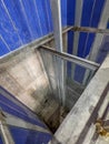 Inside 3 story elevator shat during construction Royalty Free Stock Photo