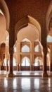 Inside a stunning Islamic mosque featuring a magnificent archway