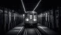 Inside the subway train, the dark city life reflected old architecture generated by AI Royalty Free Stock Photo