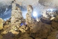 Inside the Sung Sot Cave Surprise Grotto in Ha Long Bay with thousands of stalactites and stalagmites