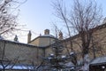 Inside of Tashan Rustem pasha caravanserai in winter in Erzurum Royalty Free Stock Photo