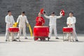 Team of chinese drummers making music in perfection, Xi'an, China Royalty Free Stock Photo