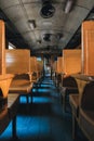 Inside of Thai Diesel Train which built in 20th century with Wooden Seats and without air conditioned