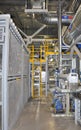 Inside thermal power plant, aluminium pipe, expanded metal mesh, industrial interior, factory, yellow metal ladder, stepladder,